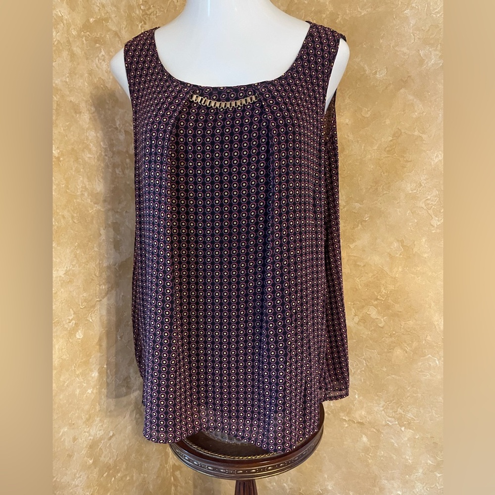Roz & Ali Boxy Pink and Black Sleeveless Blouse